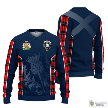 Ramsay Modern Tartan Knitted Sweatshirt with Family Crest and Scottish Thistle Vibes Sport Style