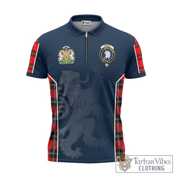 Ramsay Modern Tartan Zipper Polo Shirt with Family Crest and Lion Rampant Vibes Sport Style