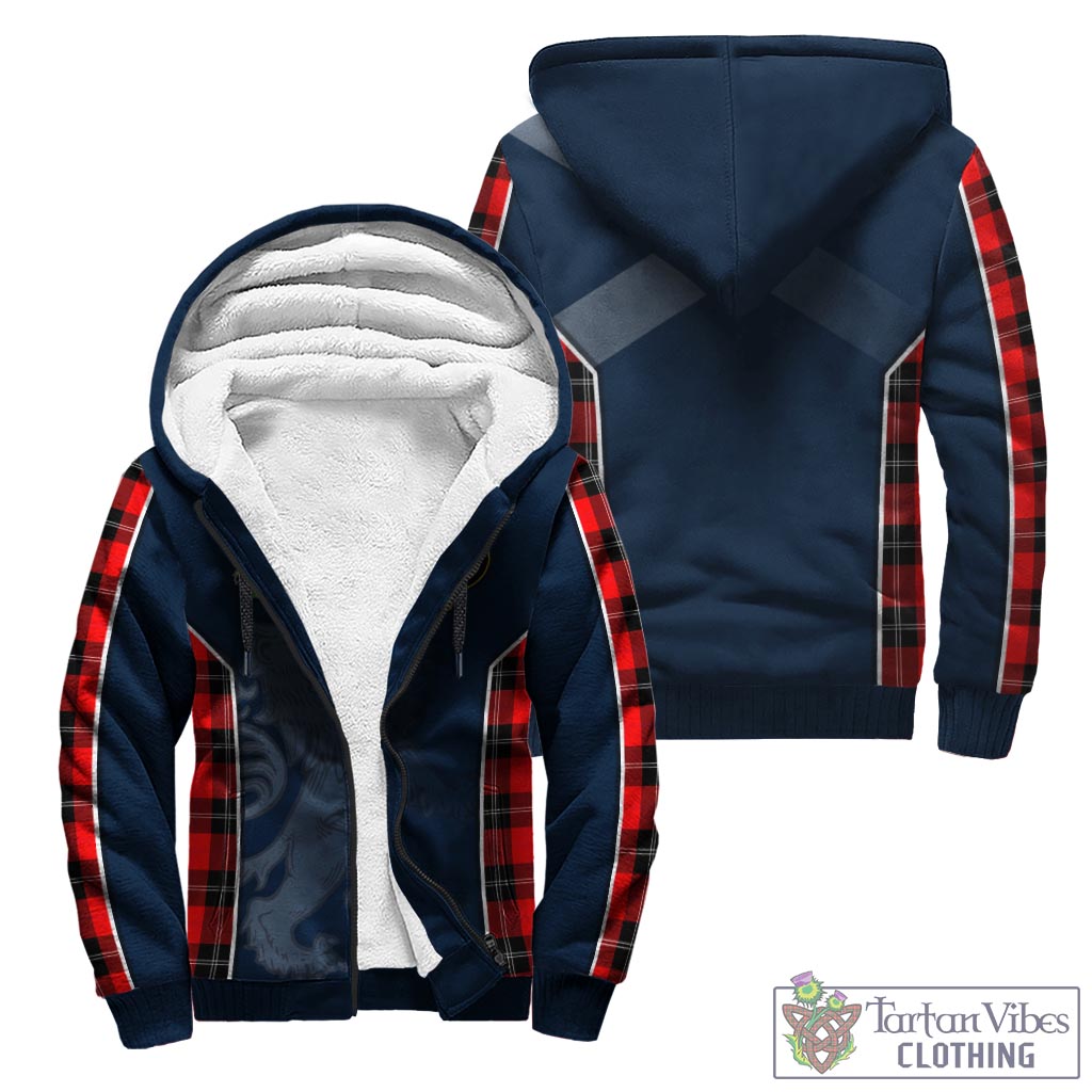 Tartan Vibes Clothing Ramsay Modern Tartan Sherpa Hoodie with Family Crest and Lion Rampant Vibes Sport Style