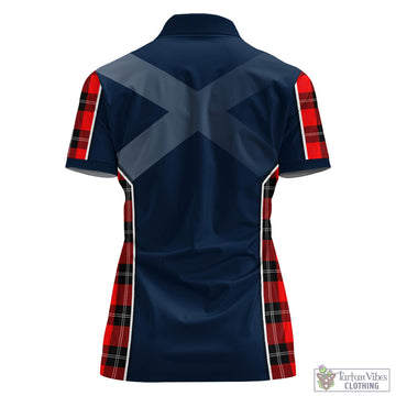 Ramsay Modern Tartan Women's Polo Shirt with Family Crest and Lion Rampant Vibes Sport Style