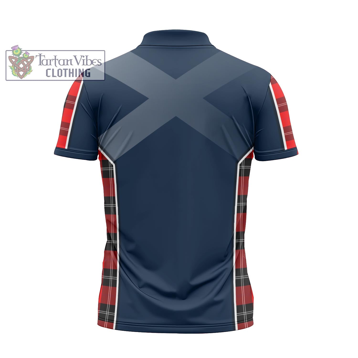 Tartan Vibes Clothing Ramsay Modern Tartan Zipper Polo Shirt with Family Crest and Lion Rampant Vibes Sport Style