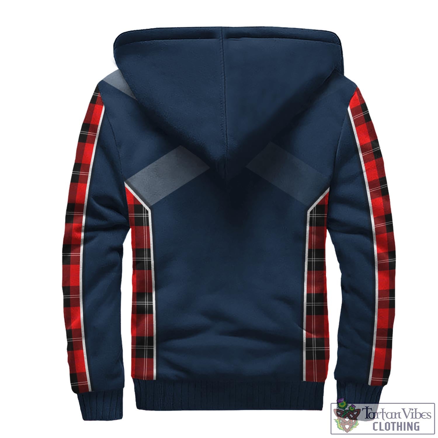 Tartan Vibes Clothing Ramsay Modern Tartan Sherpa Hoodie with Family Crest and Lion Rampant Vibes Sport Style