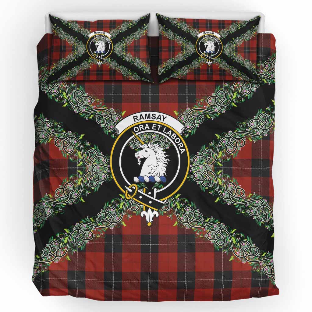 Ramsay Scottish Tartan Crest Bedding Set Thistle Celtic Knotwork Heritage Art UK Bedding Set UK King 91*87 inch - Tartan Vibes Clothing