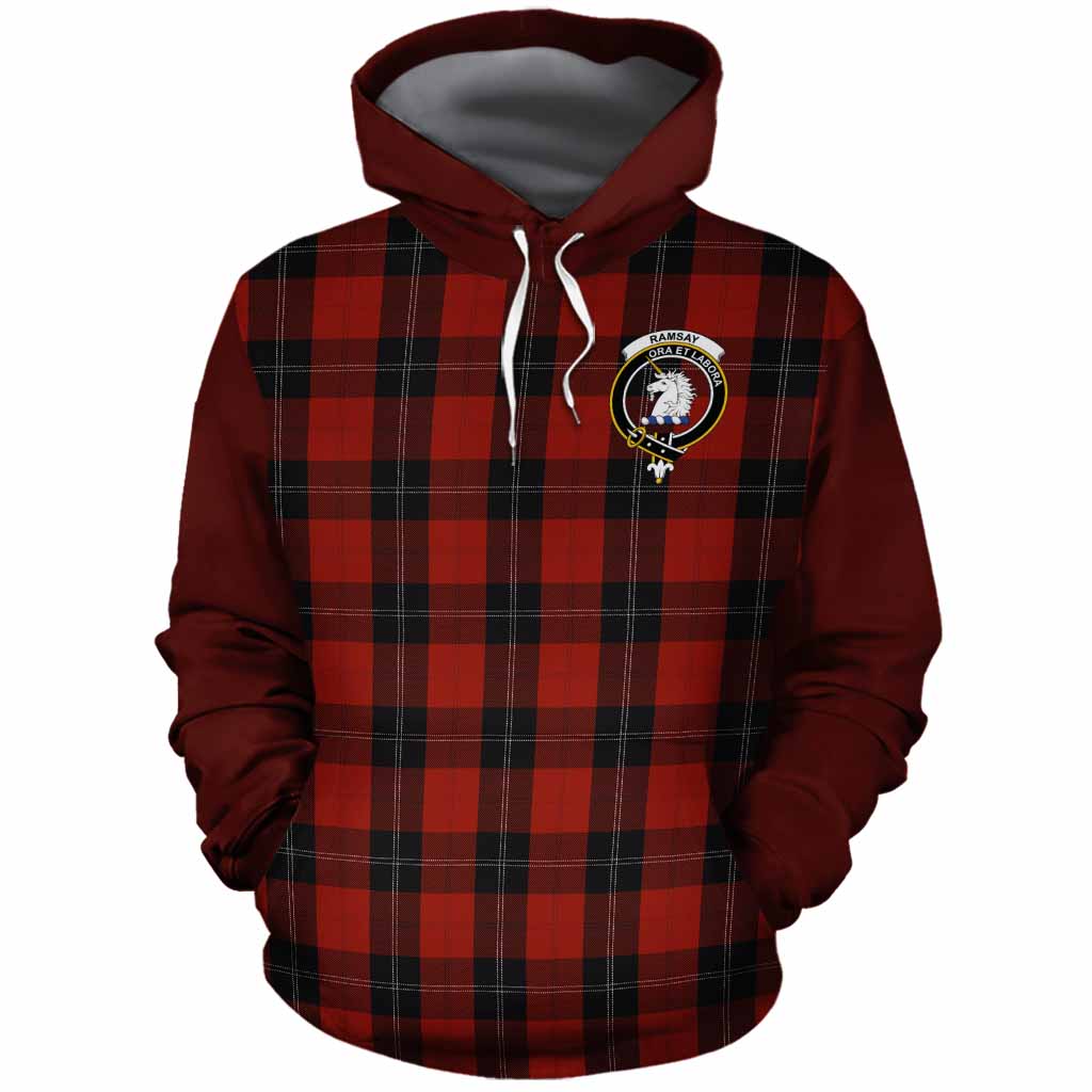Ramsay Tartan Accent Cotton Hoodie with Family Crest