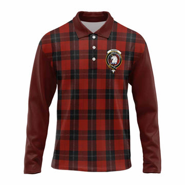 Ramsay Tartan Accent Long Sleeve Polo Shirt with Family Crest