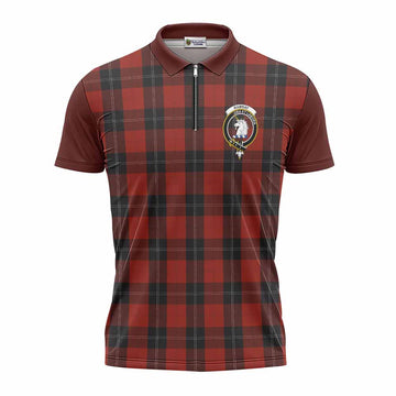 Ramsay Tartan Accent Zipper Polo Shirt with Family Crest