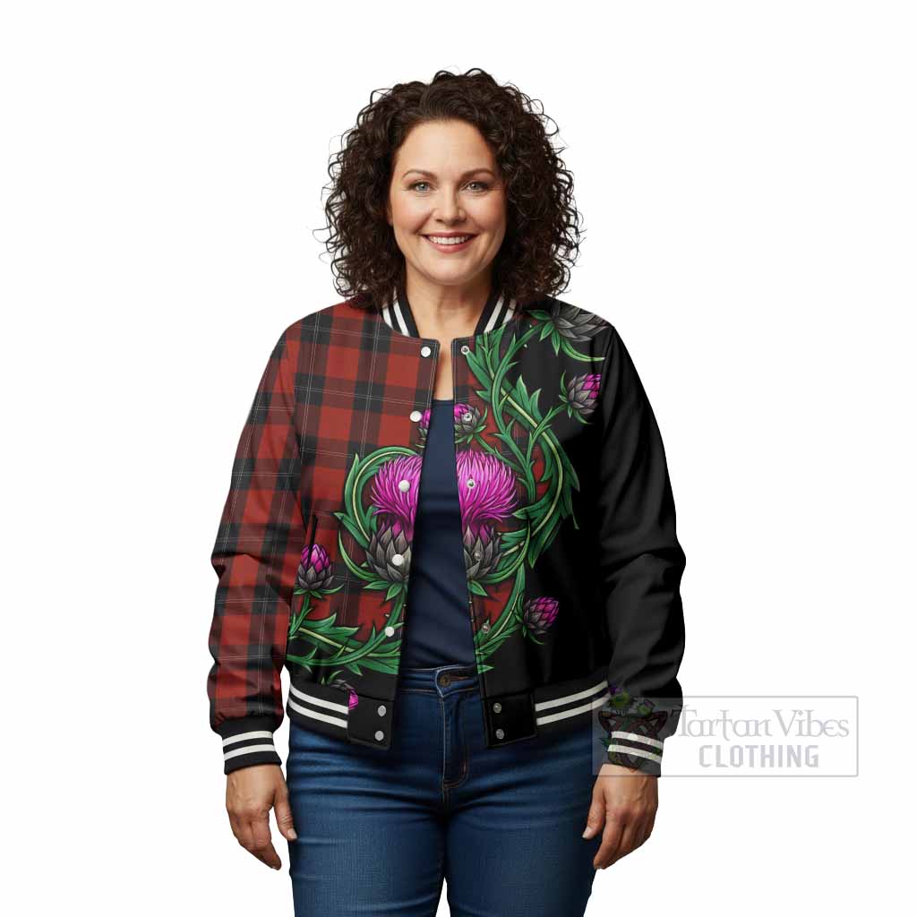 Ramsay Tartan Baseball Jacket Resilient Scottish Thistle - Tartan Vibes Clothing