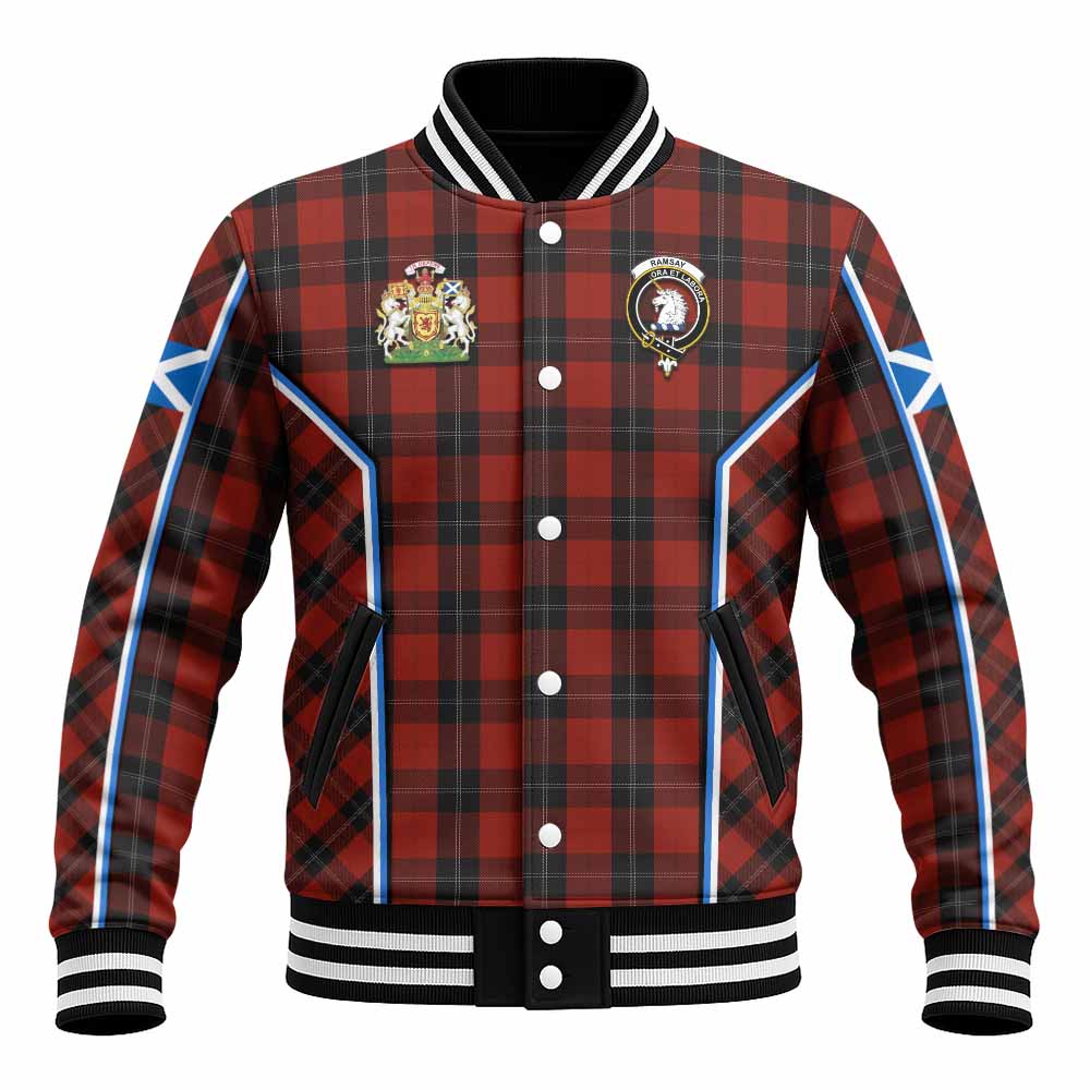 Ramsay Tartan Crest Baseball Jacket Scotland Coat of Arm Flag Style - Tartan Vibes Clothing