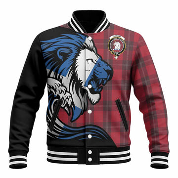 Ramsay Tartan Crest Baseball Jacket Scottish Golden Lions Wave Flow