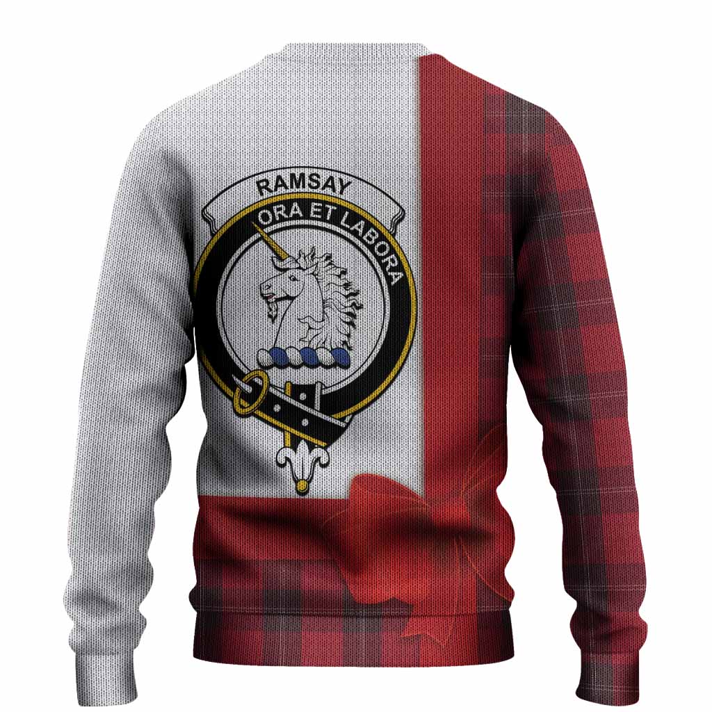 Ramsay Tartan Crest Christmas Christmas Ugly Sweater Highland Cow Bagpipes Coquette Bow Style