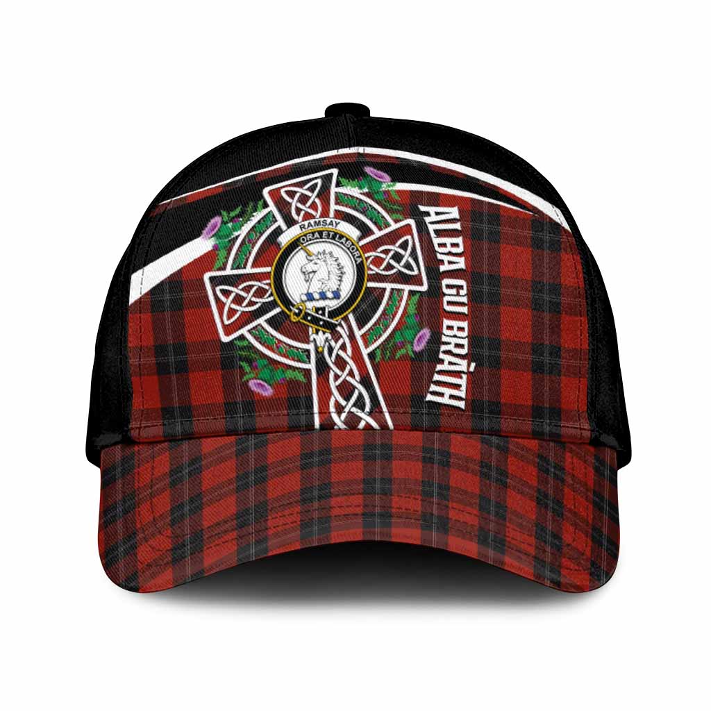 Ramsay Tartan Crest Classic Cap Scottish Thistle Celtic Cross Alba Gu Brath