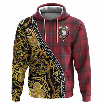 Ramsay Tartan Crest Hoodie Celtic Knot and Triple Trickle Spiral Symbols