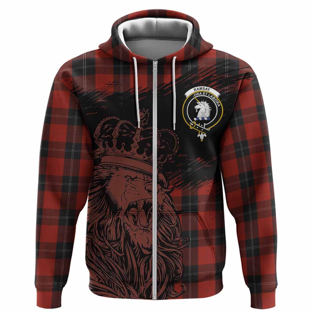 Ramsay Tartan Crest Hoodie Crowned Lion Heritage Style