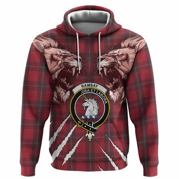 Ramsay Tartan Crest Hoodie Ferocious Lion Style