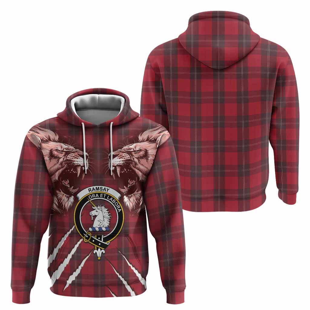 Ramsay Tartan Crest Hoodie Ferocious Lion Style