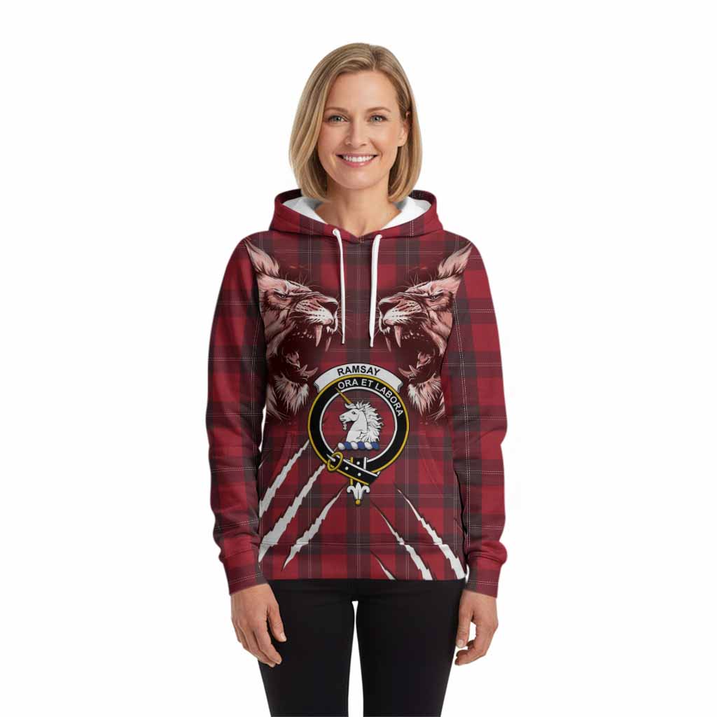 Ramsay Tartan Crest Hoodie Ferocious Lion Style