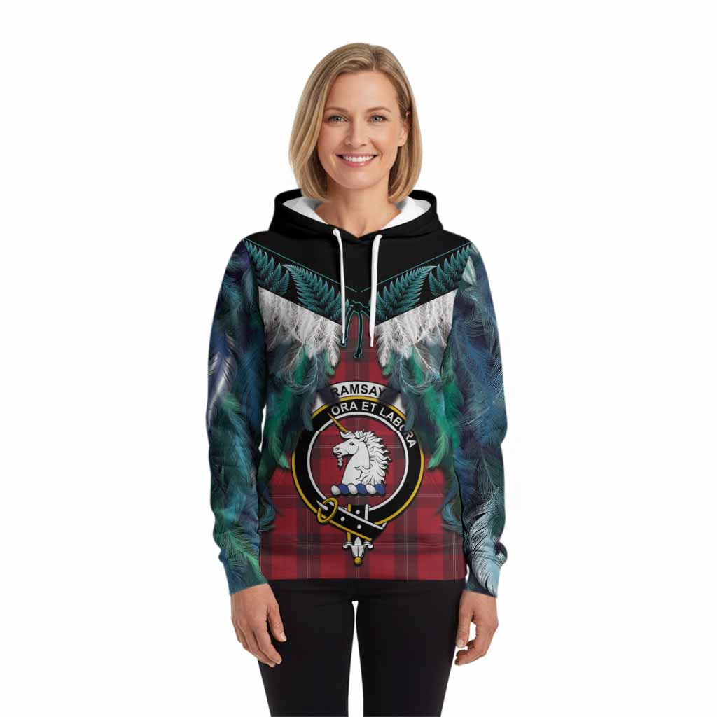 Ramsay Tartan Crest Hoodie New Zealand Maori Korowai Cloak