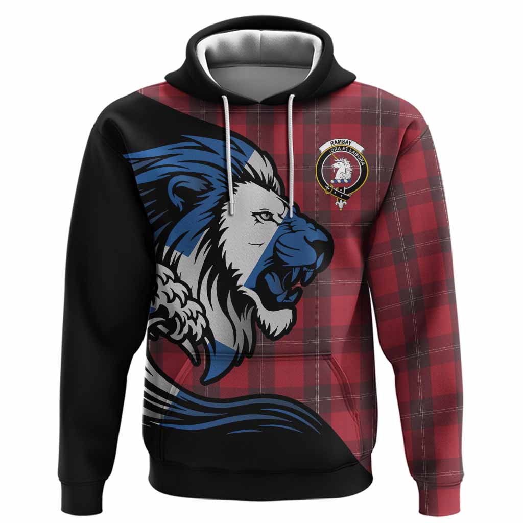 Ramsay Tartan Crest Hoodie Scottish Golden Lions Wave Flow