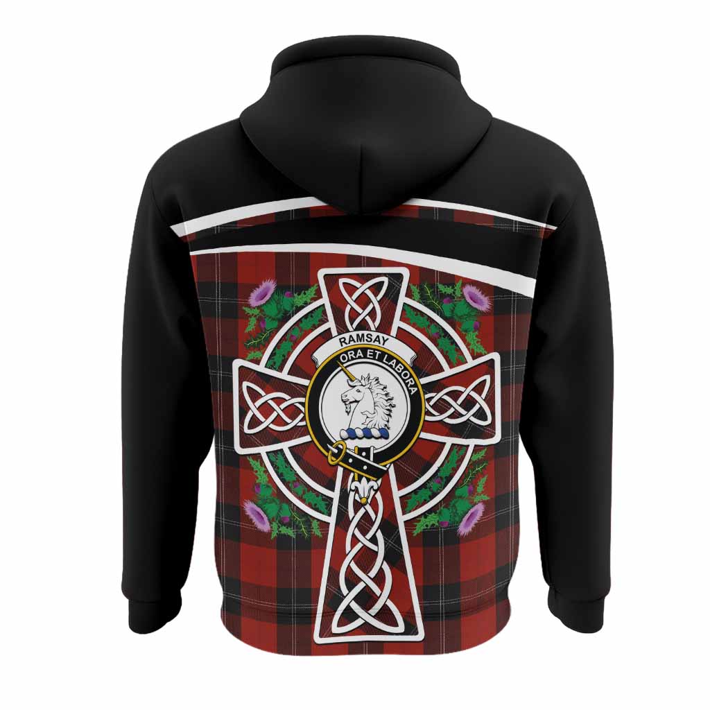 Ramsay Tartan Crest Hoodie Scottish Thistle Celtic Cross Alba Gu Brath