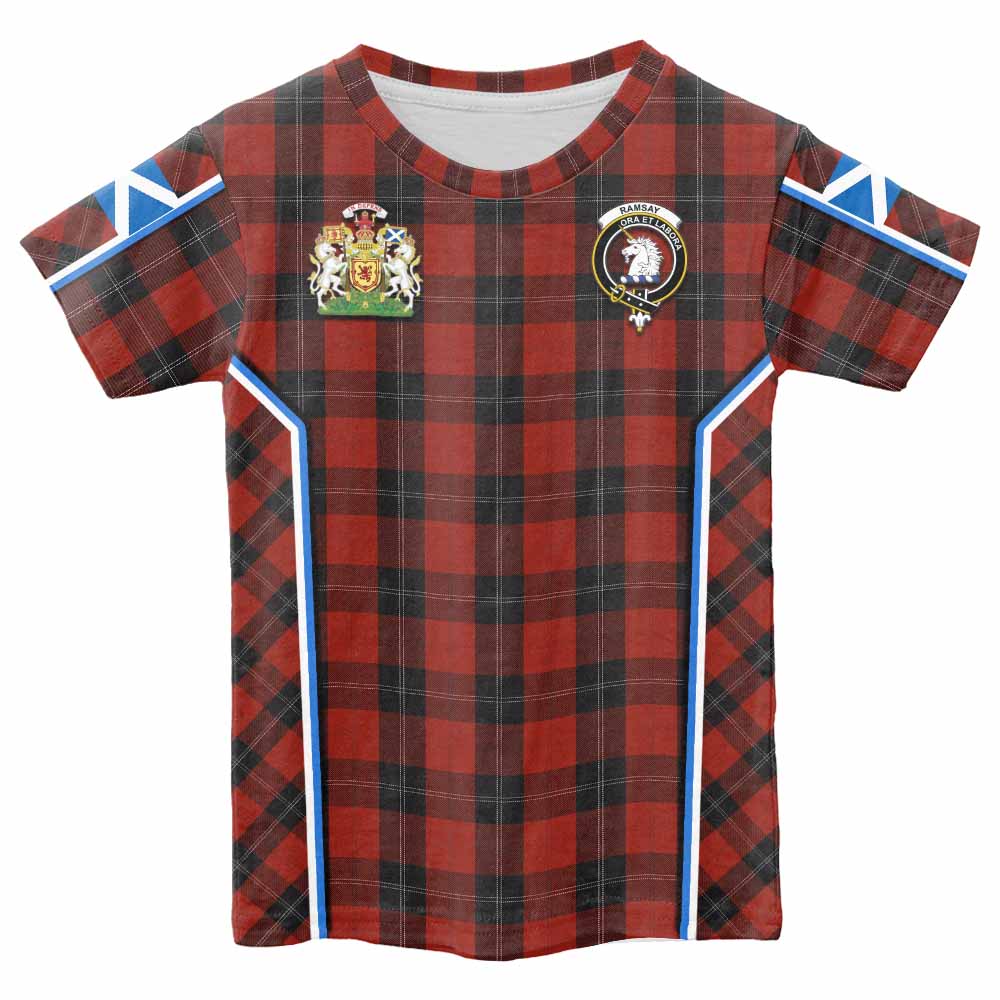 Ramsay Tartan Crest Kid T-shirt Scotland Coat of Arm Flag Style - Tartan Vibes Clothing