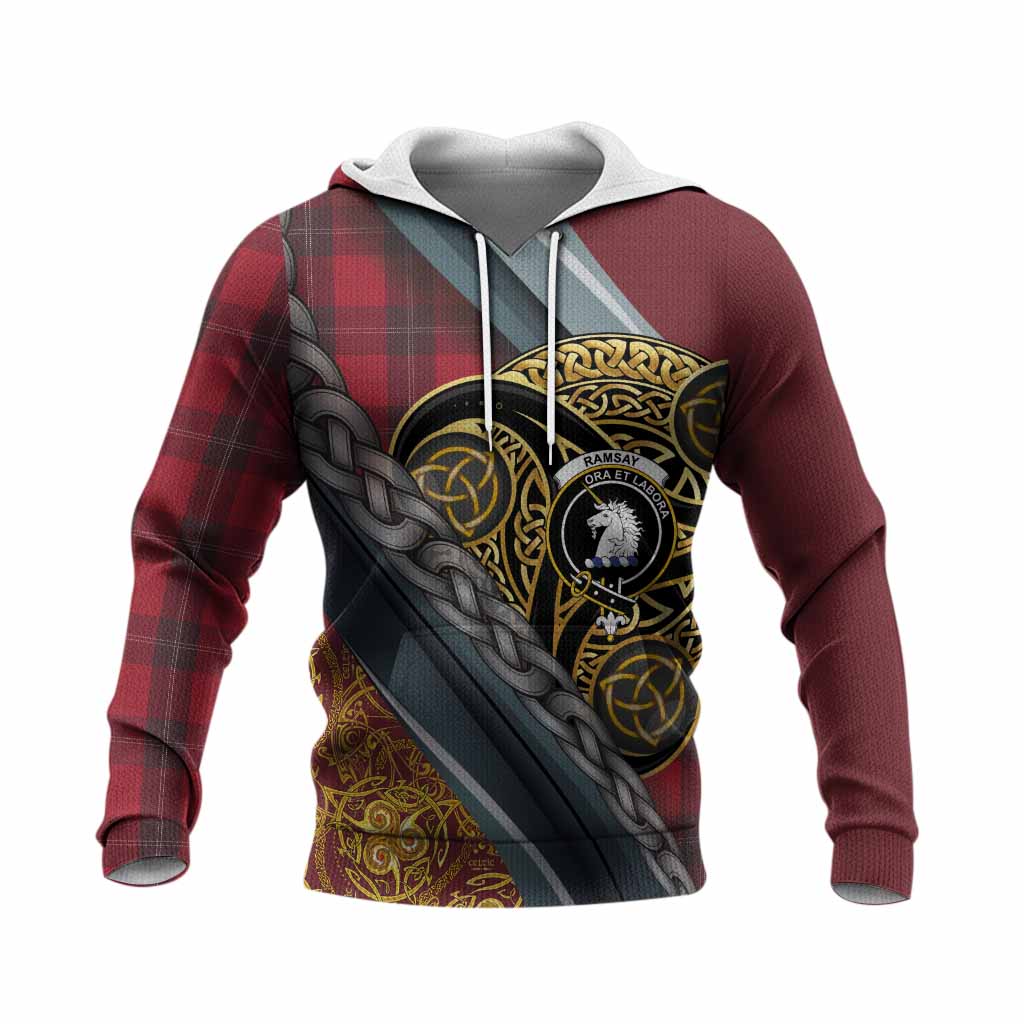 Ramsay Tartan Crest Knitted Hoodie Scottish Triskele Celtic