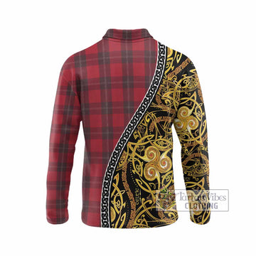 Ramsay Tartan Crest Long Sleeve Polo Shirt Celtic Knot and Triple Trickle Spiral Symbols