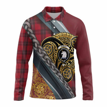 Ramsay Tartan Crest Long Sleeve Polo Shirt Scottish Triskele Celtic