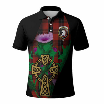 Ramsay Tartan Crest Polo Shirt Celtic Cross Thistle Flowers