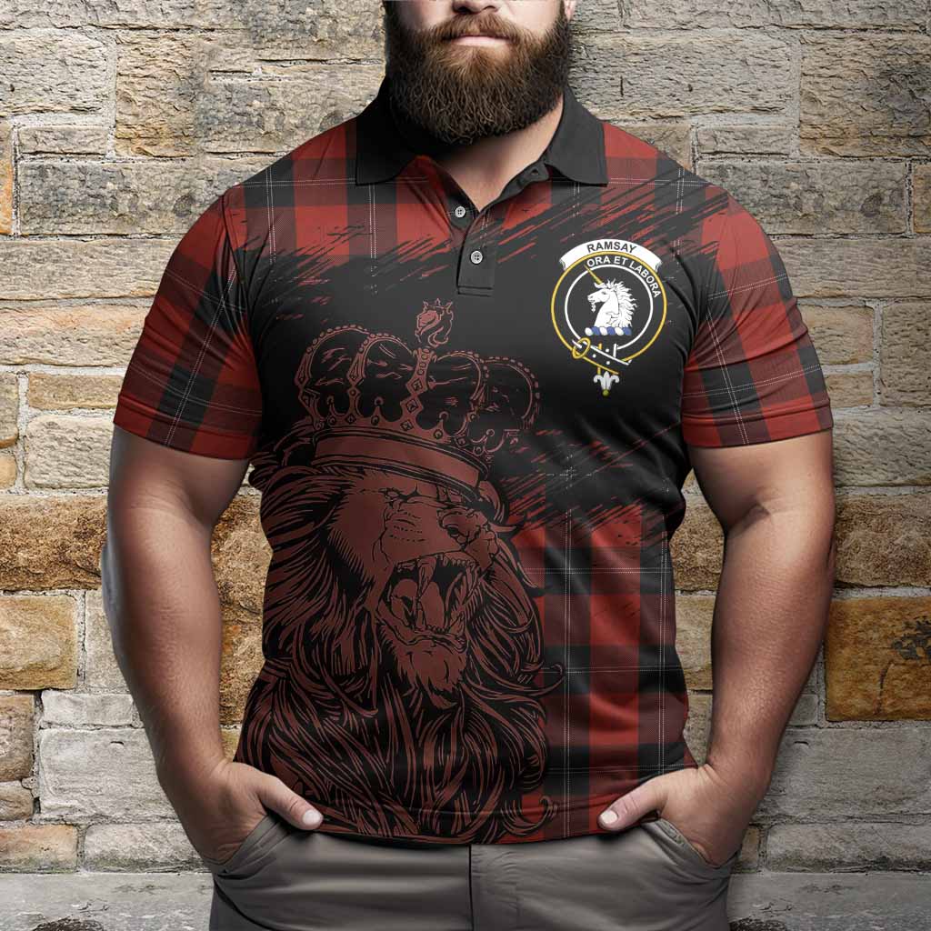 Ramsay Tartan Crest Polo Shirt Crowned Lion Heritage Style