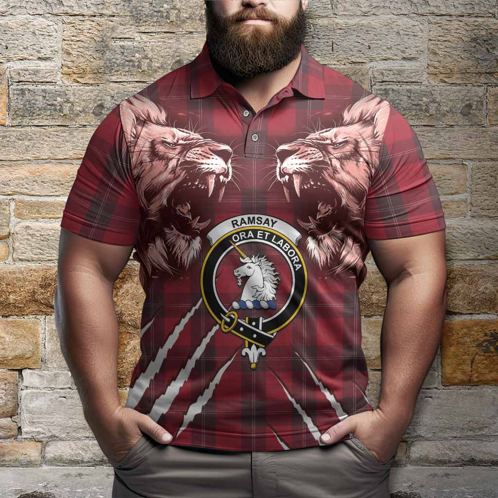Ramsay Tartan Crest Polo Shirt Ferocious Lion Style
