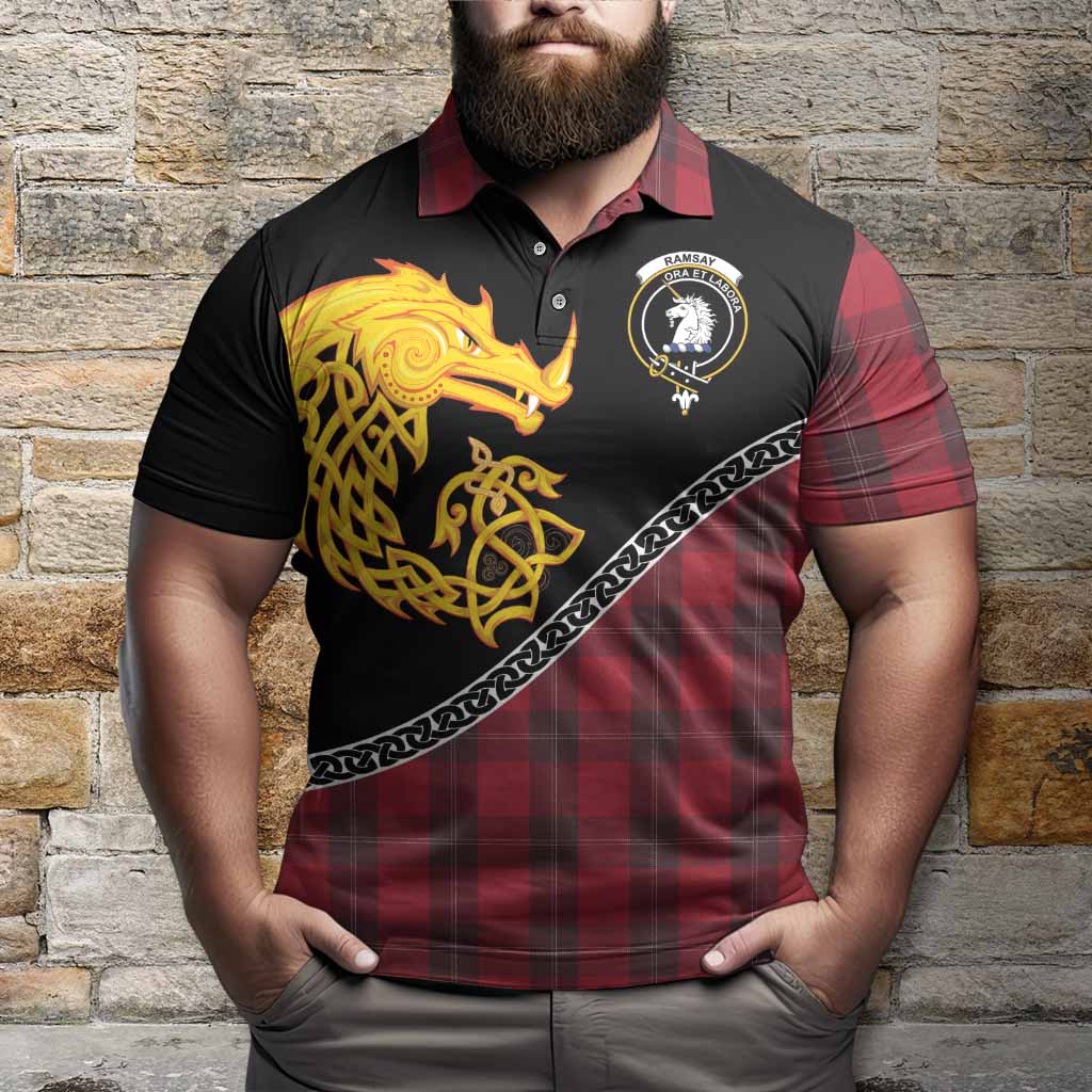Ramsay Tartan Crest Polo Shirt Legendary Dragon Knot Half Style