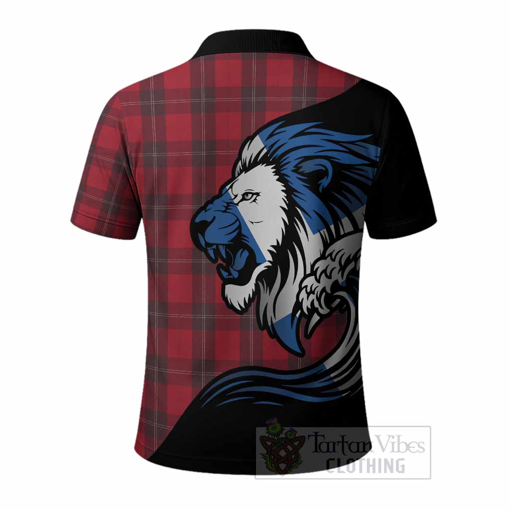 Ramsay Tartan Crest Polo Shirt Scottish Golden Lions Wave Flow