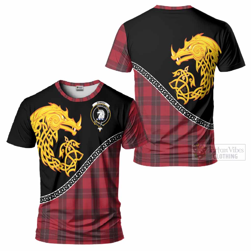 Ramsay Tartan Crest T-Shirt Legendary Dragon Knot Half Style