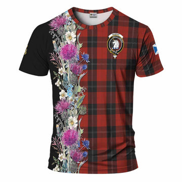 Ramsay Tartan Crest Thistle Floral T-Shirt Kid's Shirt - Tartan Vibes Clothing