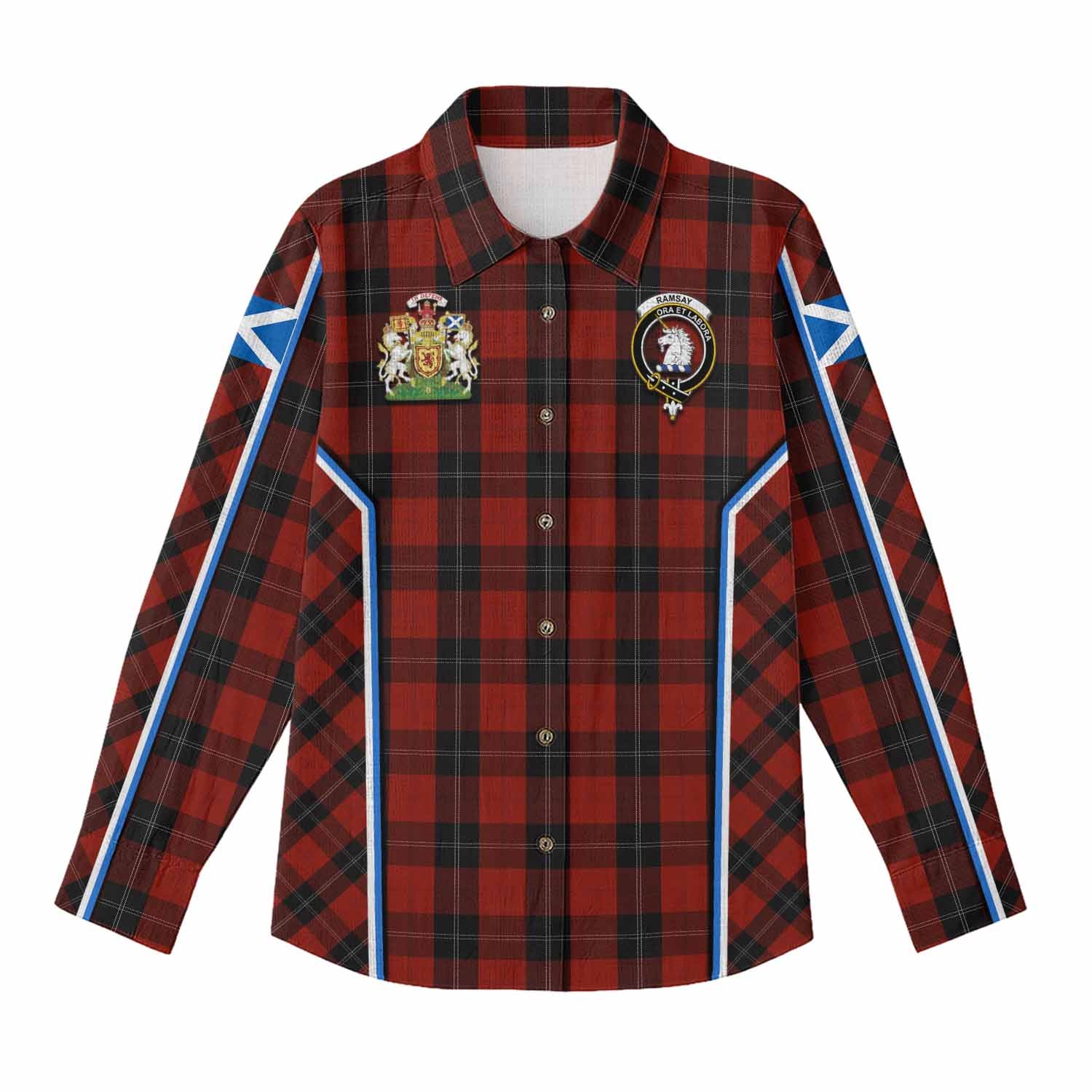 Ramsay Tartan Crest Women Casual Shirt Scotland Coat of Arm Flag Style - Tartan Vibes Clothing