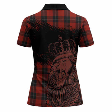 Ramsay Tartan Crest Women Polo Shirt Crowned Lion Heritage Style