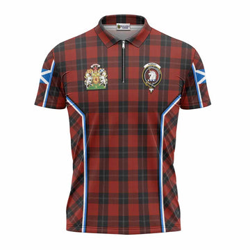 Ramsay Tartan Crest Zipper Polo Shirt Scotland Coat of Arm Flag Style