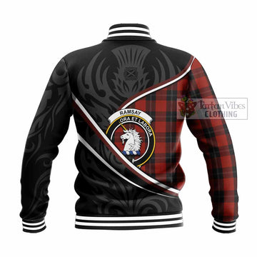 Ramsay Tartan Family Crest Baseball Jacket Celtic Scottish Thistle Floral - Tartan Vibes Clothing