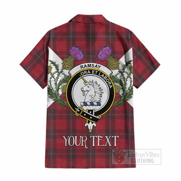 Ramsay Tartan Family Crest Cotton Hawaiian Shirt Scottish Burns Night Thistle Floral