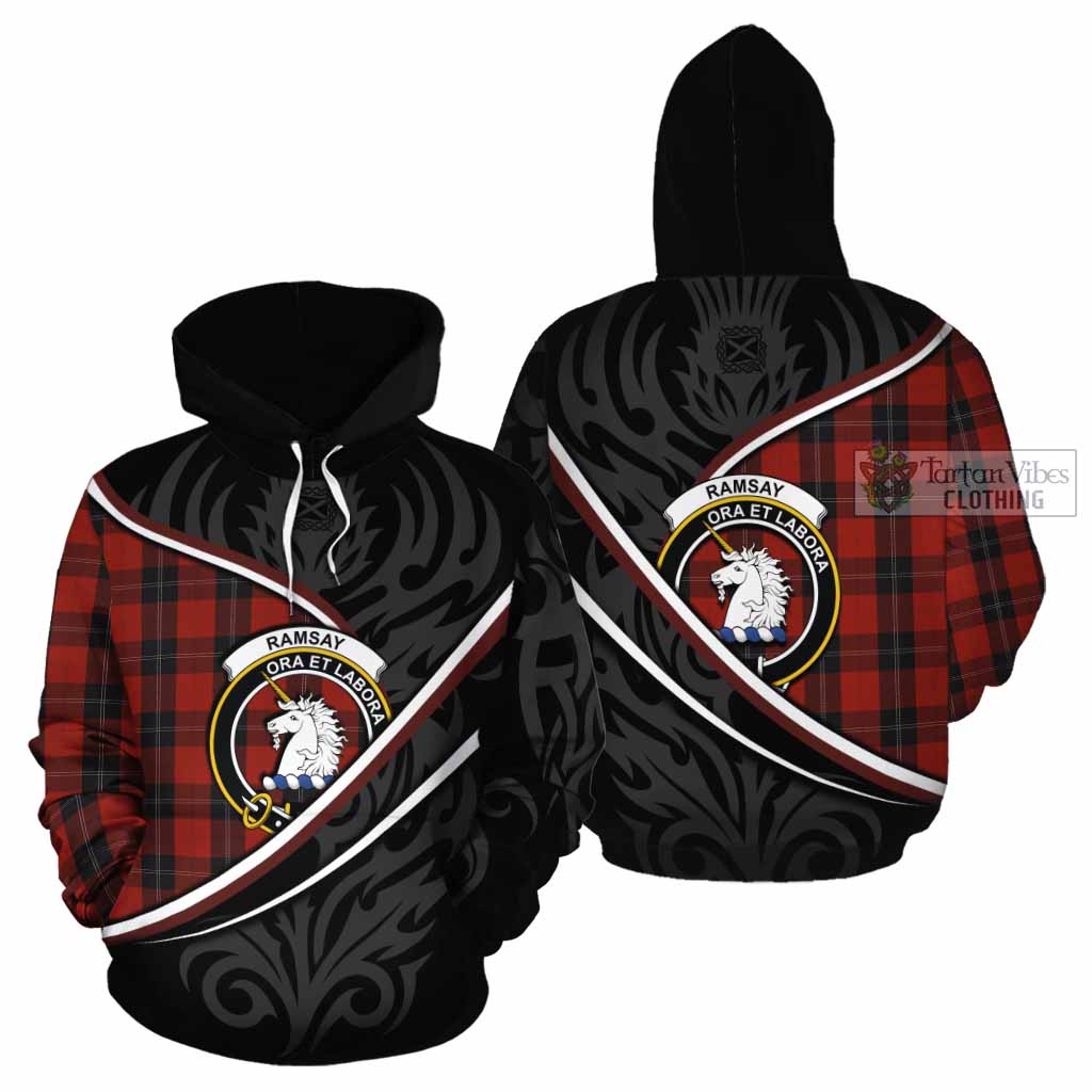 Ramsay Tartan Family Crest Cotton Hoodie Celtic Scottish Thistle Floral - Tartan Vibes Clothing