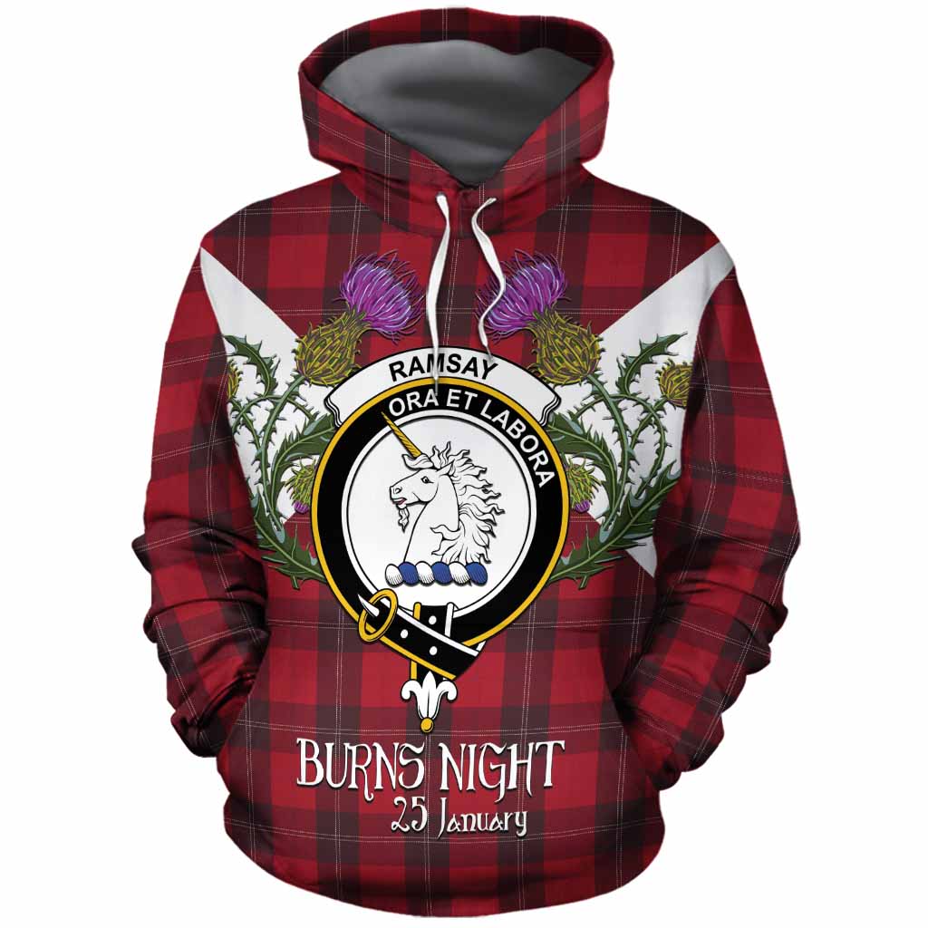 Ramsay Tartan Family Crest Cotton Hoodie Scottish Burns Night Thistle Floral