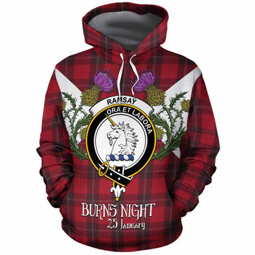 Ramsay Tartan Family Crest Cotton Hoodie Scottish Burns Night Thistle Floral