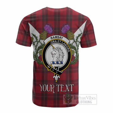 Ramsay Tartan Family Crest Cotton T-shirt Scottish Burns Night Thistle Floral