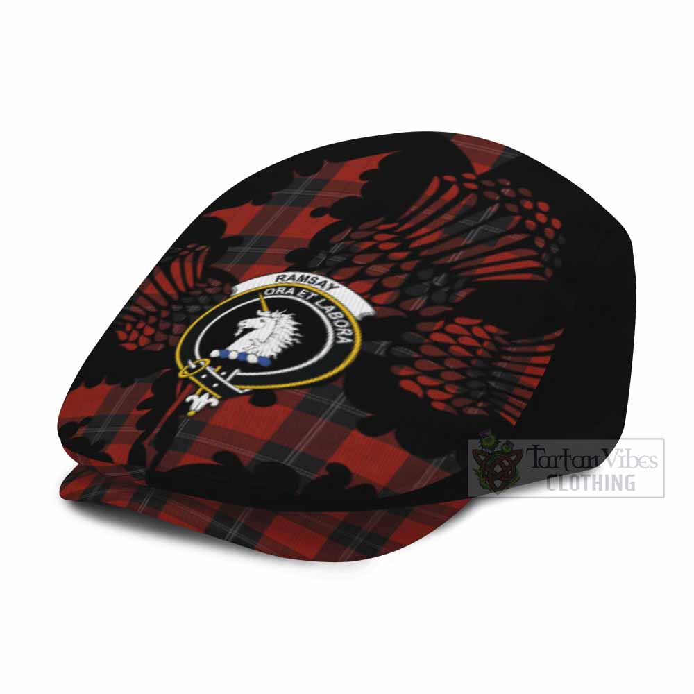 Ramsay Tartan Family Crest Flat Cap, Jeff Cap Scotland Thistle Floral