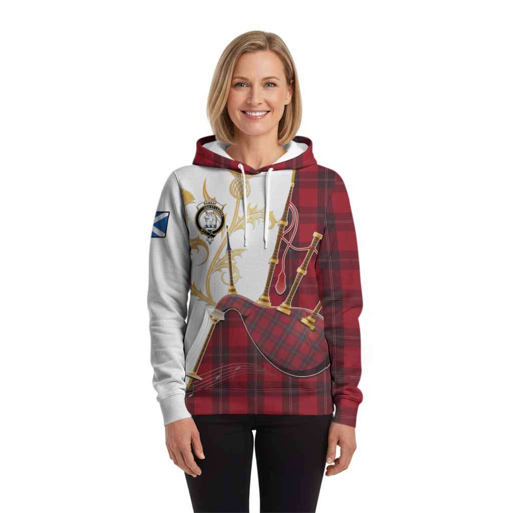 Ramsay Tartan Family Crest Hoodie Bagpipes with Scottish Thistle