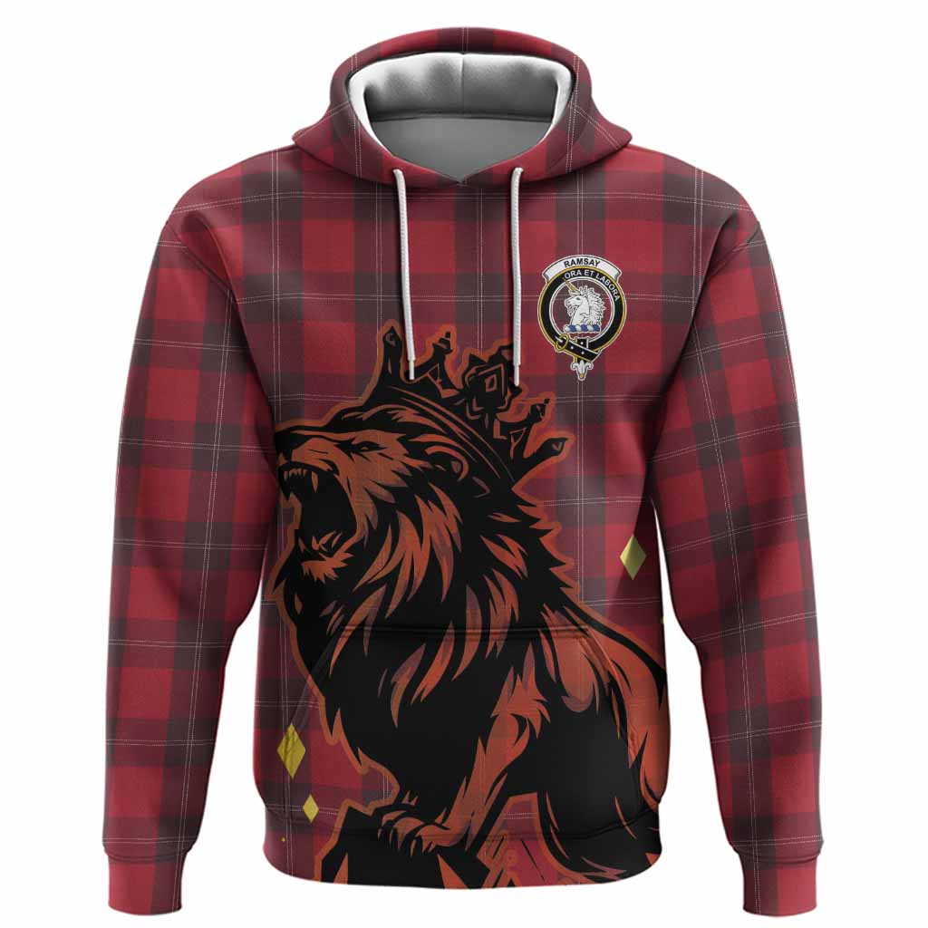 Ramsay Tartan Family Crest Hoodie Crowned Lion Roaring