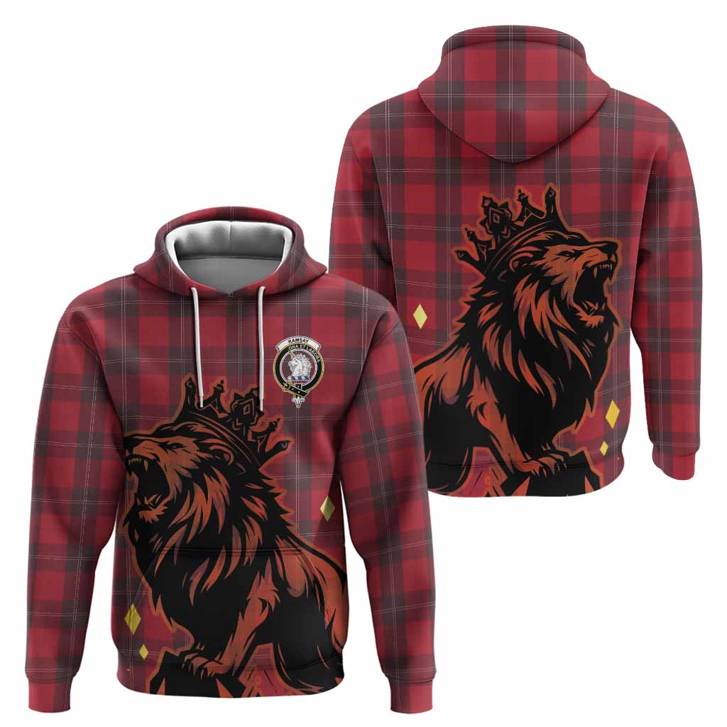 Ramsay Tartan Family Crest Hoodie Crowned Lion Roaring