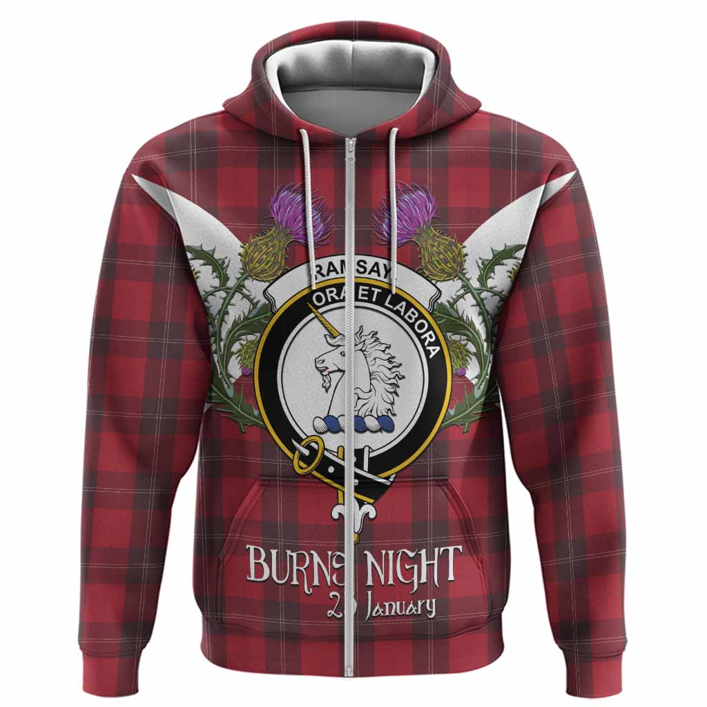 Ramsay Tartan Family Crest Hoodie Scottish Burns Night Thistle Floral