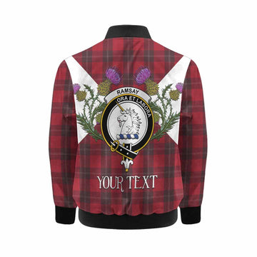 Ramsay Tartan Family Crest Kid Bomber Jacket Scottish Burns Night Thistle Floral