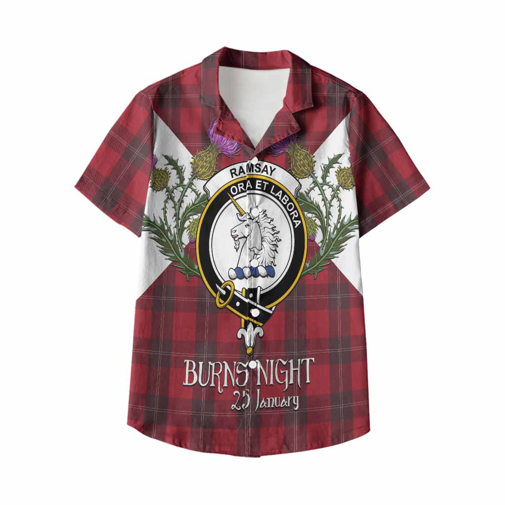 Ramsay Tartan Family Crest Kid Hawaiian Shirt Scottish Burns Night Thistle Floral